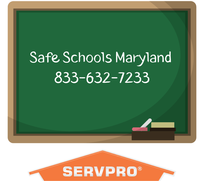 Chalk board with Safe Schools Maryland Phone Number 833-632-7233